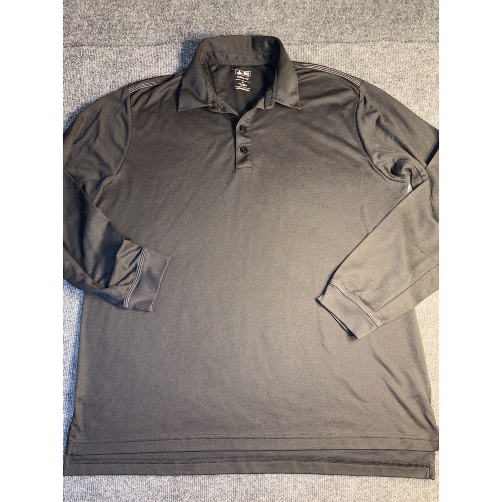 adidas Climalite Polo Shirt Men XL Black Golf Performance High Low Slit Collared